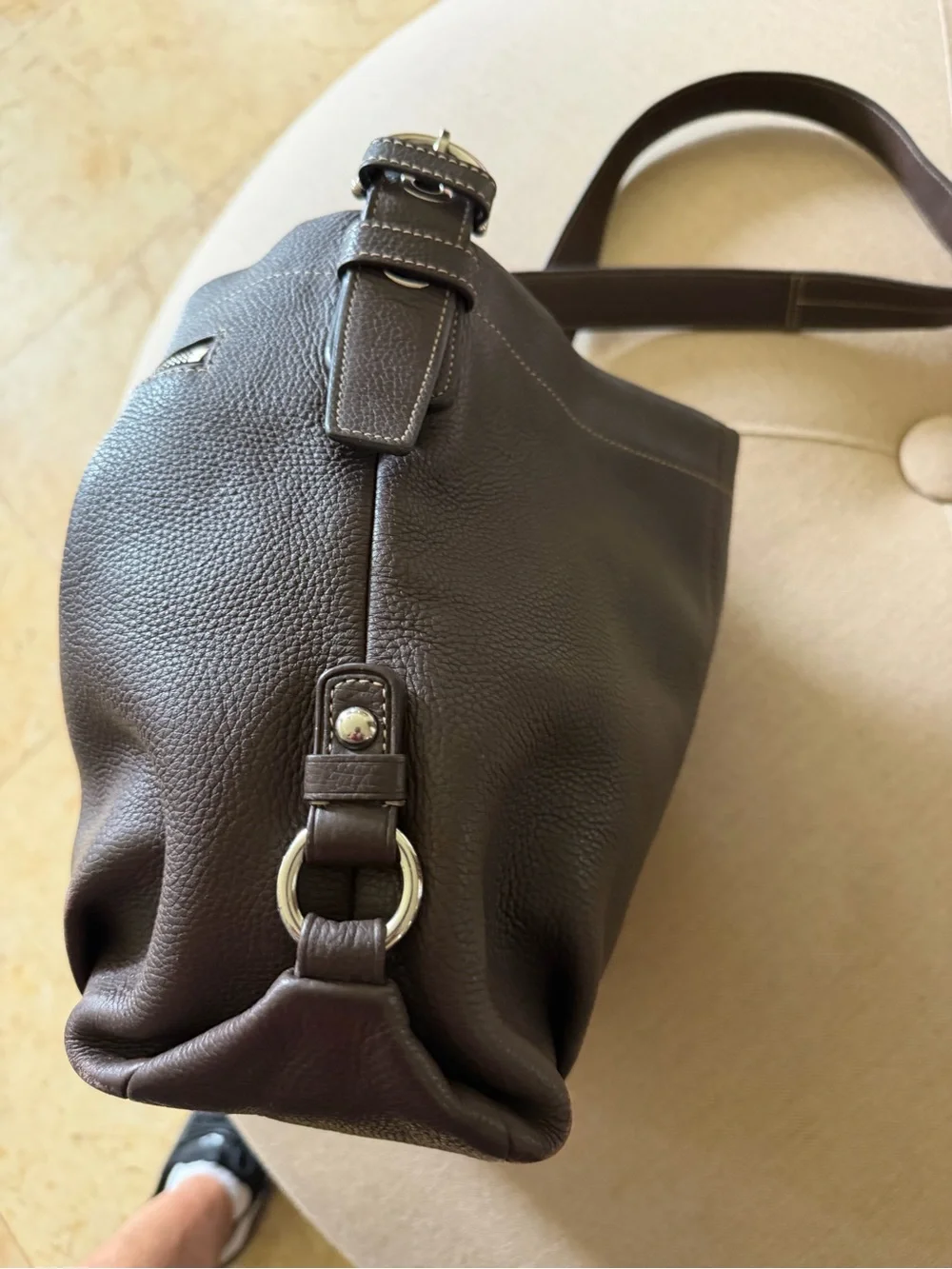 Coach Brown Pebbled Leather Hobo Bag